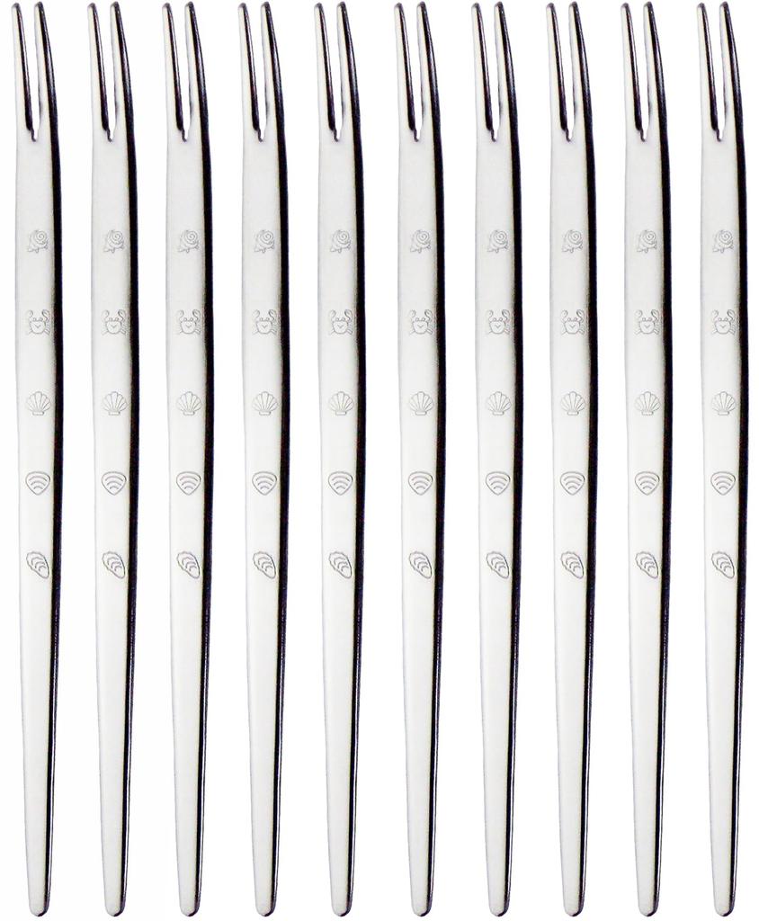 Nagao Sazae Fork Set of Stainless for and Made in 10, Steel, Whelk, Shellfish, Shrimp, Crab, Crustaceans, More. All-purpose fork, Japan.