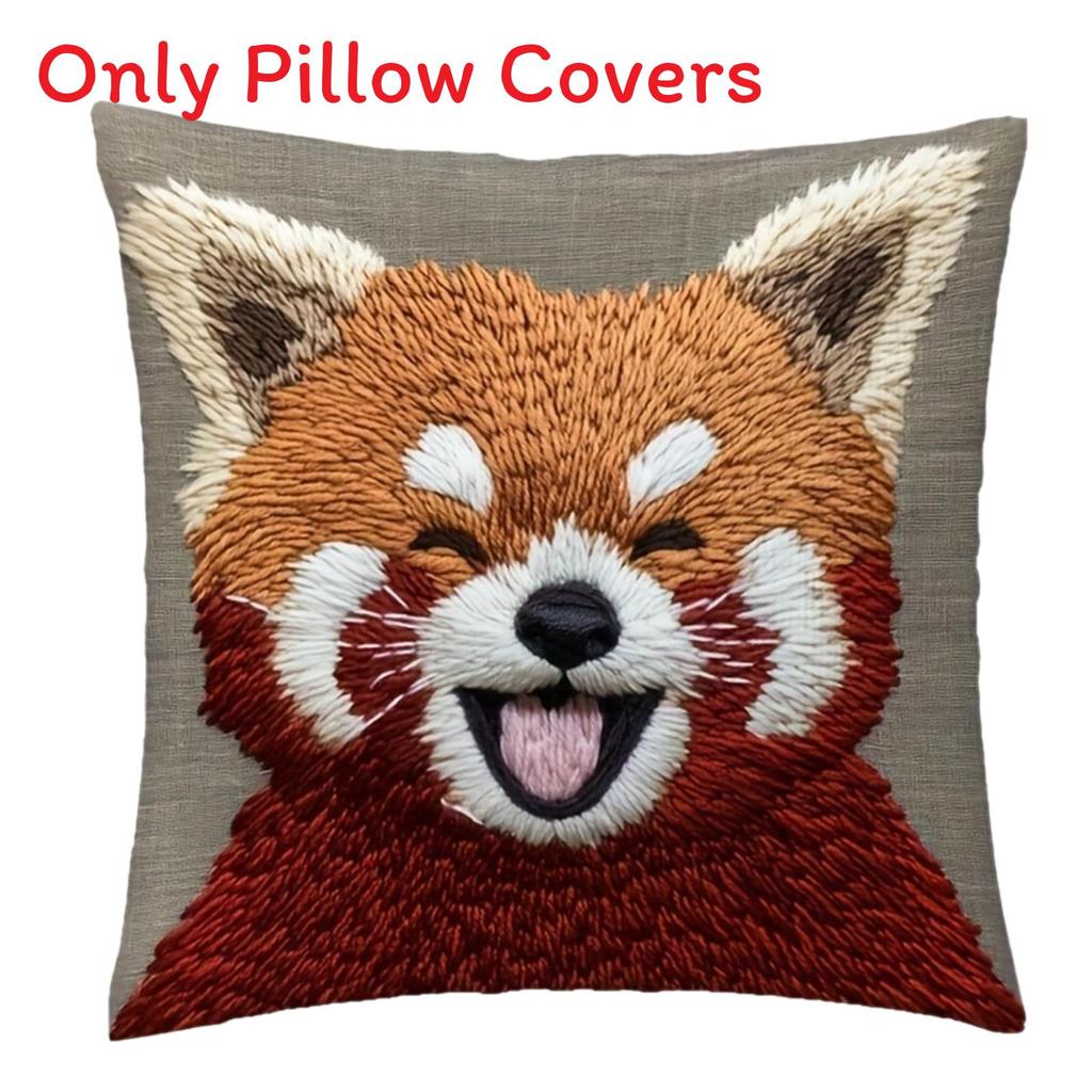Animal Patterns Rabbit Fox Throw Pillow Cover With Soft Cotton Blend For Living Room Decor