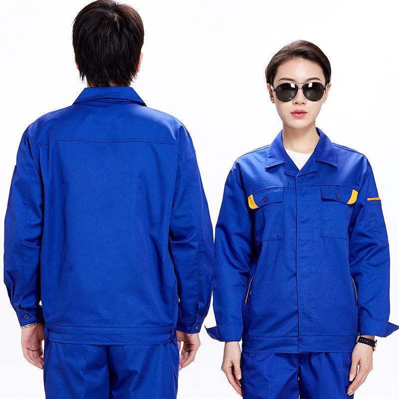 Men's Pure Cotton Embroidered Workwear Set - Long Sleeve, Wear-Resistant, Ideal for Welding & Auto Repair.