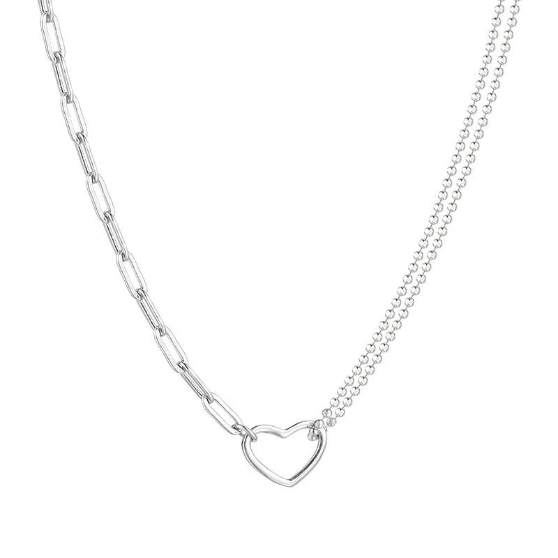 Fashion Jewelry 925 Sterling Silver Plain Heart Pendant Necklace for Women Luxury 925 Silver Clavicle Chain Necklace