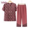 Yuzhaolin Elderly Women's Summer Tang Suit Style Shirt Set