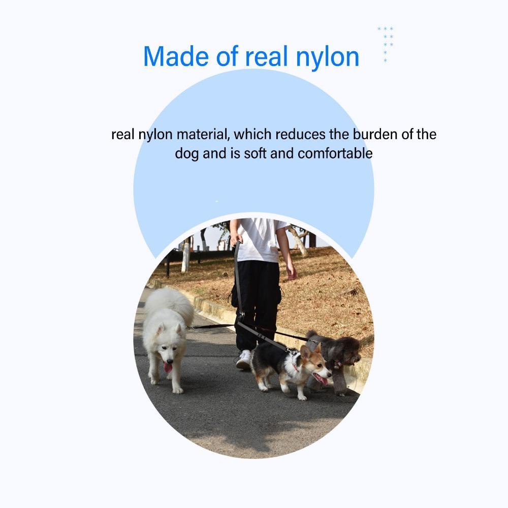 Nylon Fabric Three Way Dog Leash Adjustable Length Pet 3 In 1 Leash Dog Split Leash Park Travel