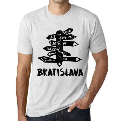 Herren Vintage T-Shirt Grafik T-Shirt Zeit für neue Abenteuer Bratislava Vintage Weiß