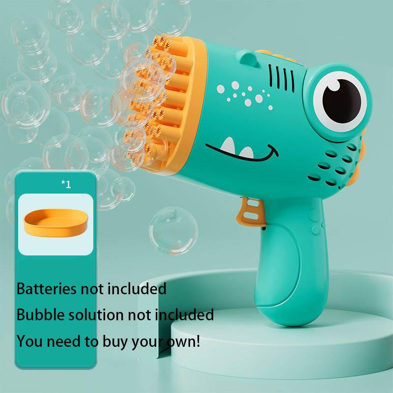 

New Cartoon Bubble Machine Toy 40 Holes Cute Dinosaur Children Automatic Electric Bubble Gun Outdoor Bubble Blowing Toys зелений