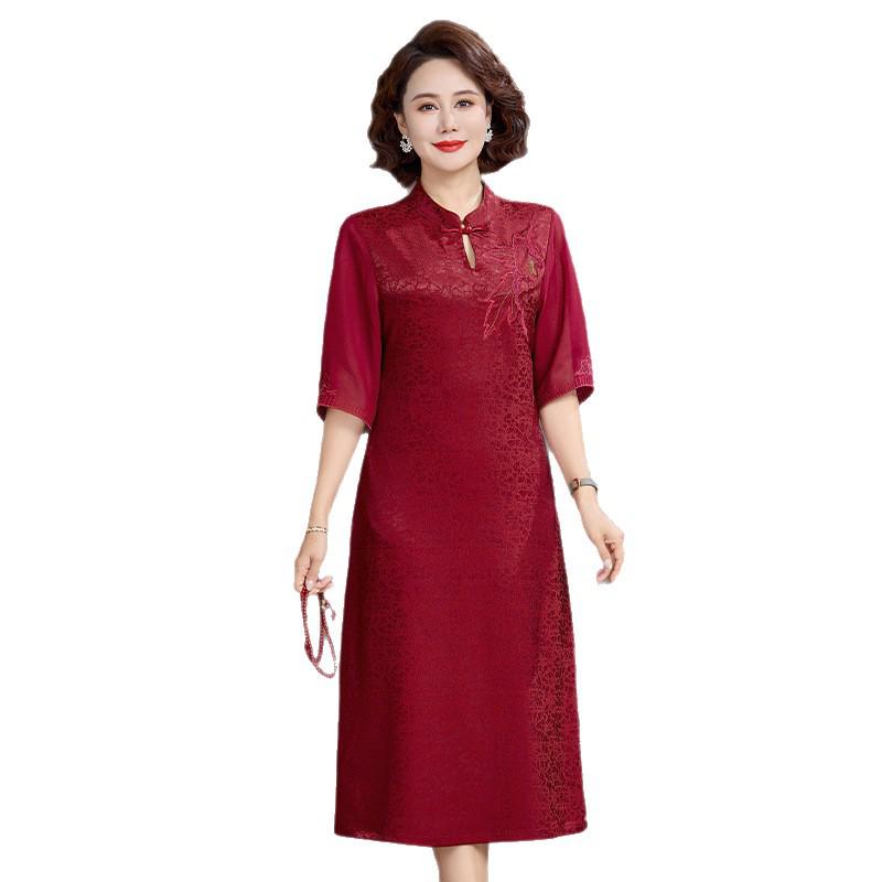Elegant 2026 Qipao-Inspired Summer Dress, Slimming and Loose Fit, Plus Size, Round Neck, Perfect for Weddings or Banquets