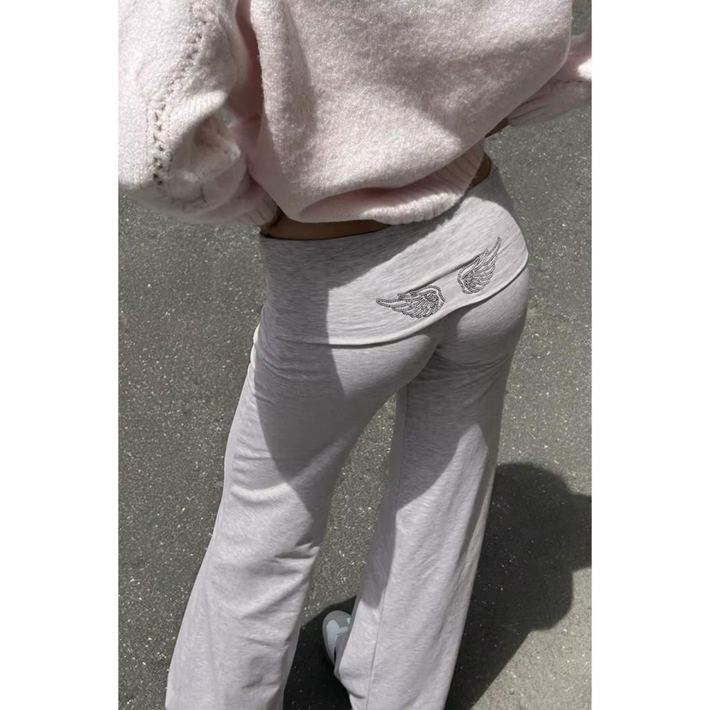 2KWEIRD Women's Shinny Sequin Angel Wings Hooded Jacket Pant Long Sleeve Loose Casual Hooded Pullover New Lady Y2K Autumn Outwears