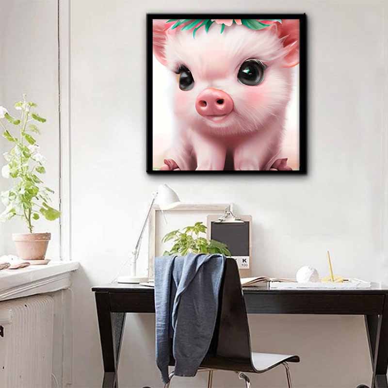 Nowość 5D DIY Pełne Okrągłe Malowanie Diamentami "Świnka" Haft Krzyżykowy Dekoracja Domu Prezent