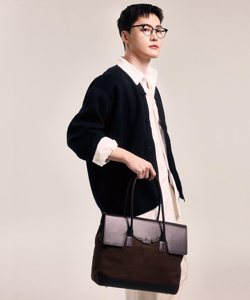 Bedford11Th Polygon Large Flap Tote [Brown Suede Special]