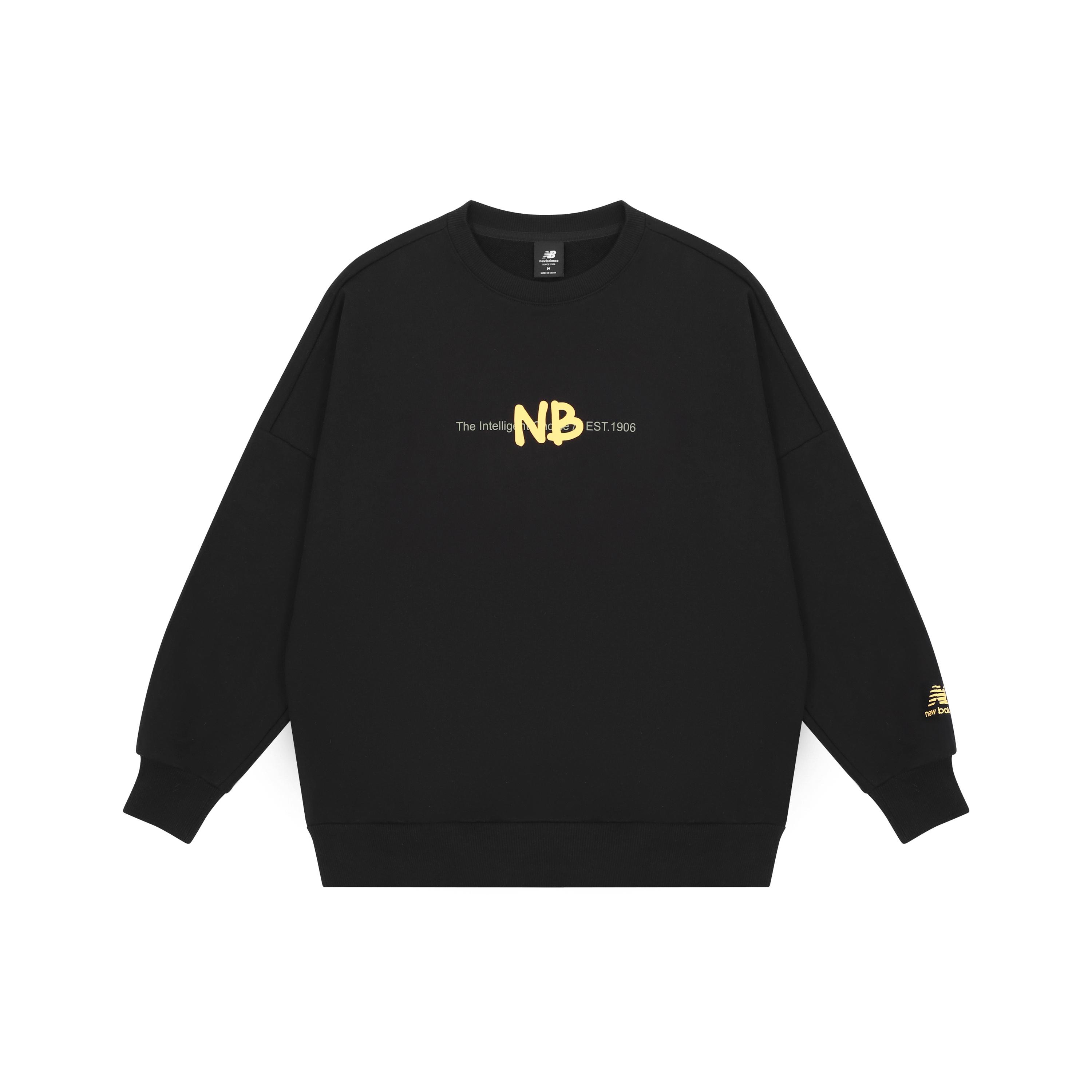 New Balance Men s New Balance Logo Printing Knit Sports Round Neck Pullover Black AMT13365-BK L