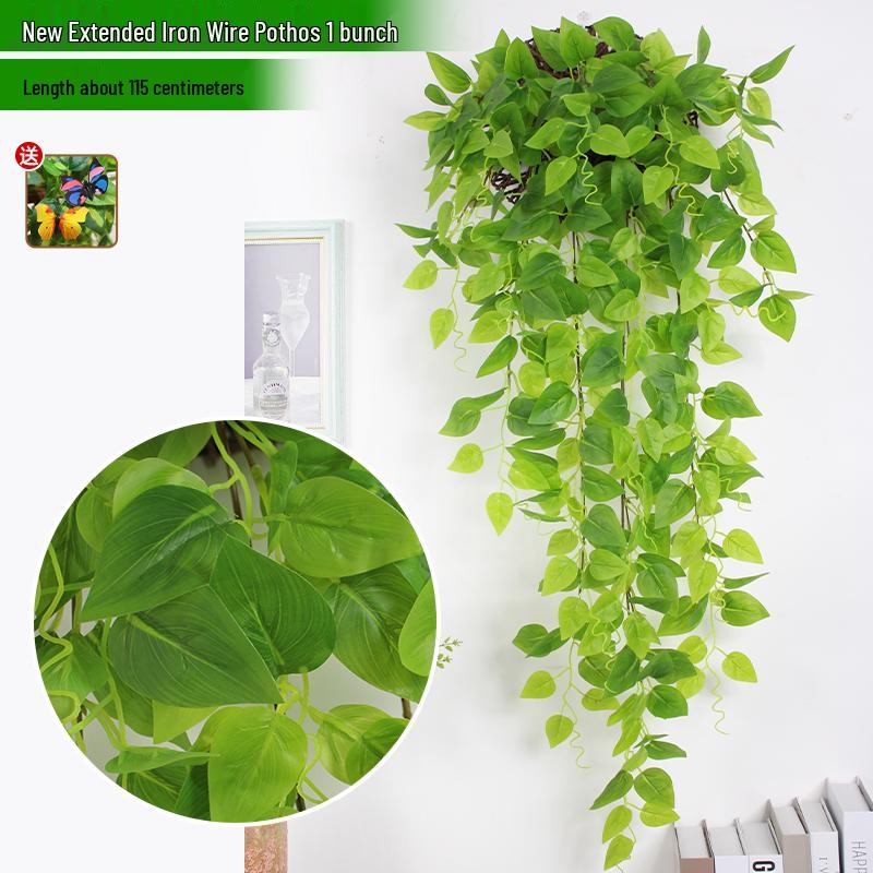 Artificial Pothos & Spider Plant Rattan Vine Wall Hanging for Indoor/Outdoor Decor