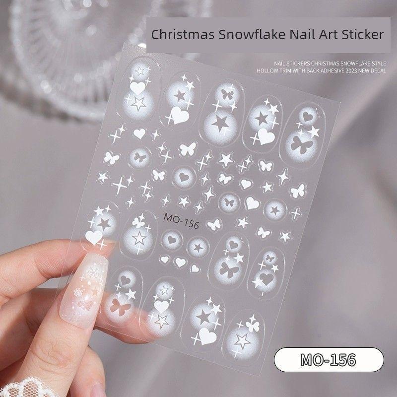 

Nail Stickers New Year Spring and Summer Snowflake Atmosphere 2025 New Arrival Popular Relief Adhesive Stereo Nails Decoration 02#MO-156