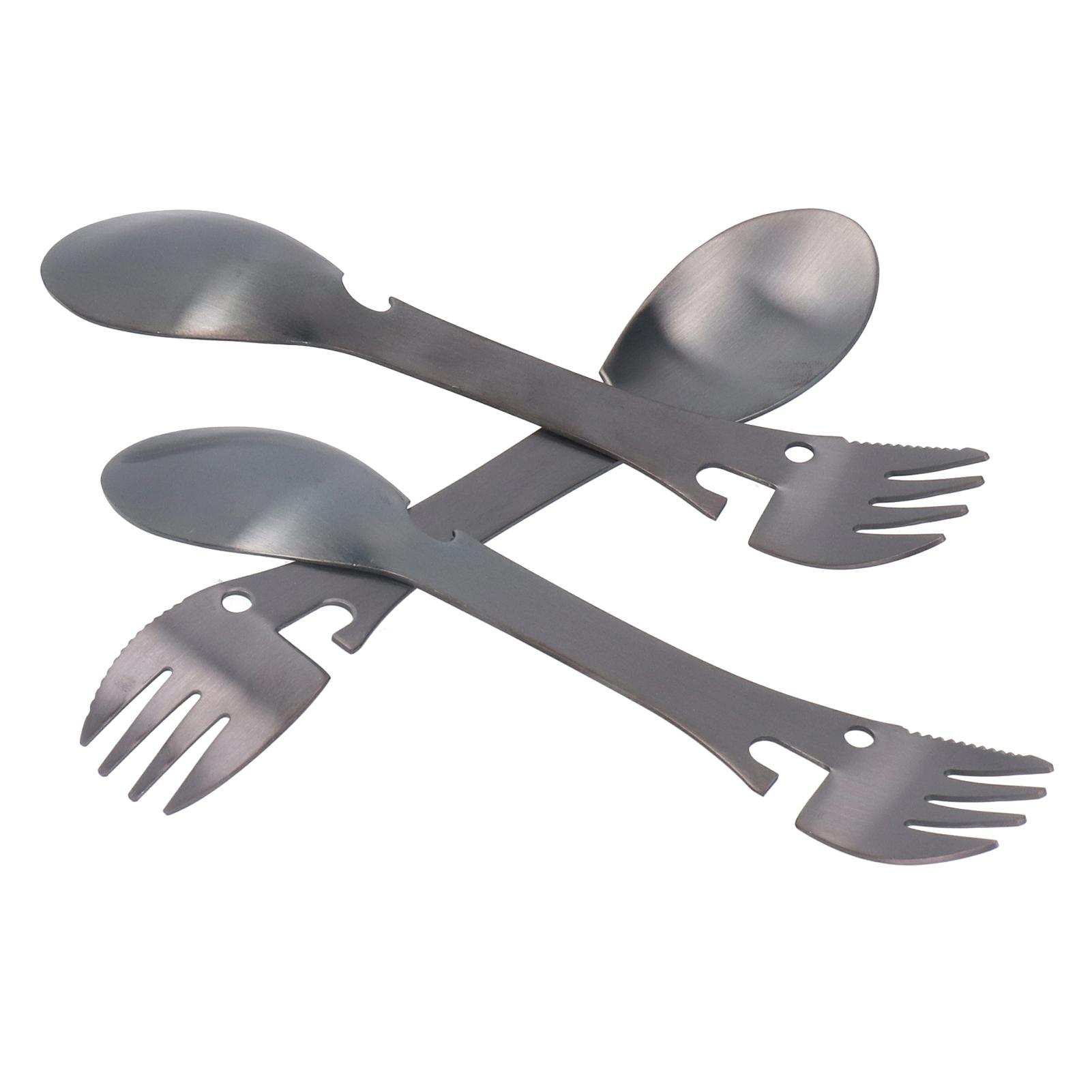 

3Pcs Set Outdoor Multifunctional 5 in 1 Knife Spoon Fork Bottle Can Opener Utensil