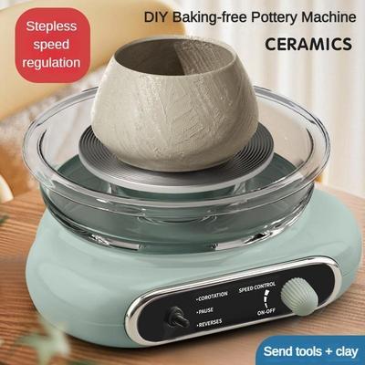 Handmade Clay and Pottery Teaching Equipment Grey/Green Electric Pottery Machine Continuously Variable Speed Professional Ceramic Machine