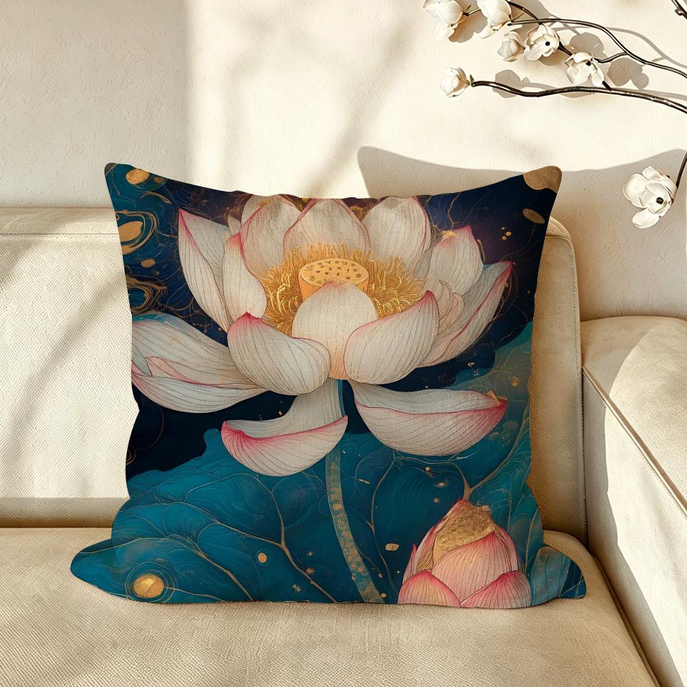 Art ffashion LLotus Cushion Cover Pillow Case Antidustmite Pillowcase Silky Short Plush Sofa Cushion Cover hot