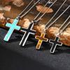 Vnox Stainless Steel Cross Pendant Necklace for Men Boys, Turquoise Black Onyx Tiger Eye Cross Box Chain Valentines Day Gifts