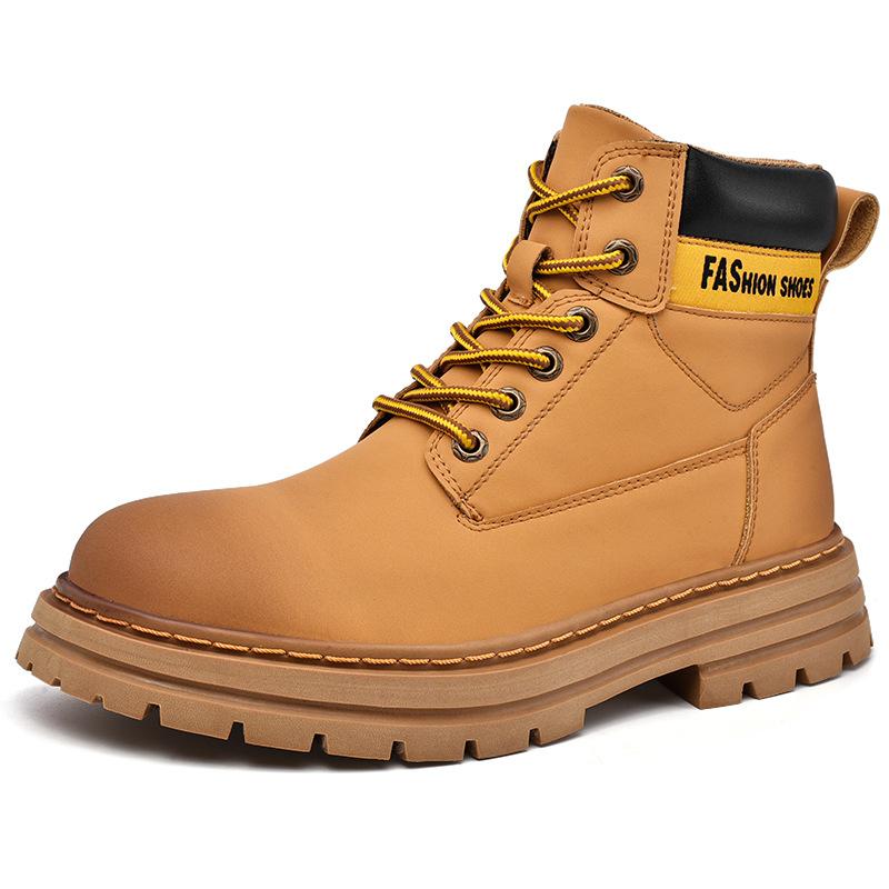 

Мужские зимние ботинки Мартина, высокие, в британском стиле, на толстой подошве, рабочие, большие желтые ботинки, мужские, средней высоты, водонепроницаемые, в стиле ретро, локомотив, трендовая обувь 46