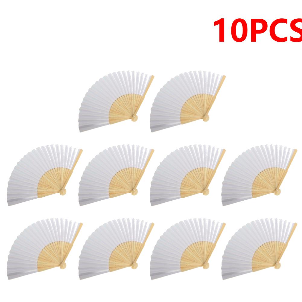 1-60PCS White Foldable Paper Fan Portable Chinese Bamboo Fan Wedding Gifts For Guest Birthday Party Decoration Kids Painting