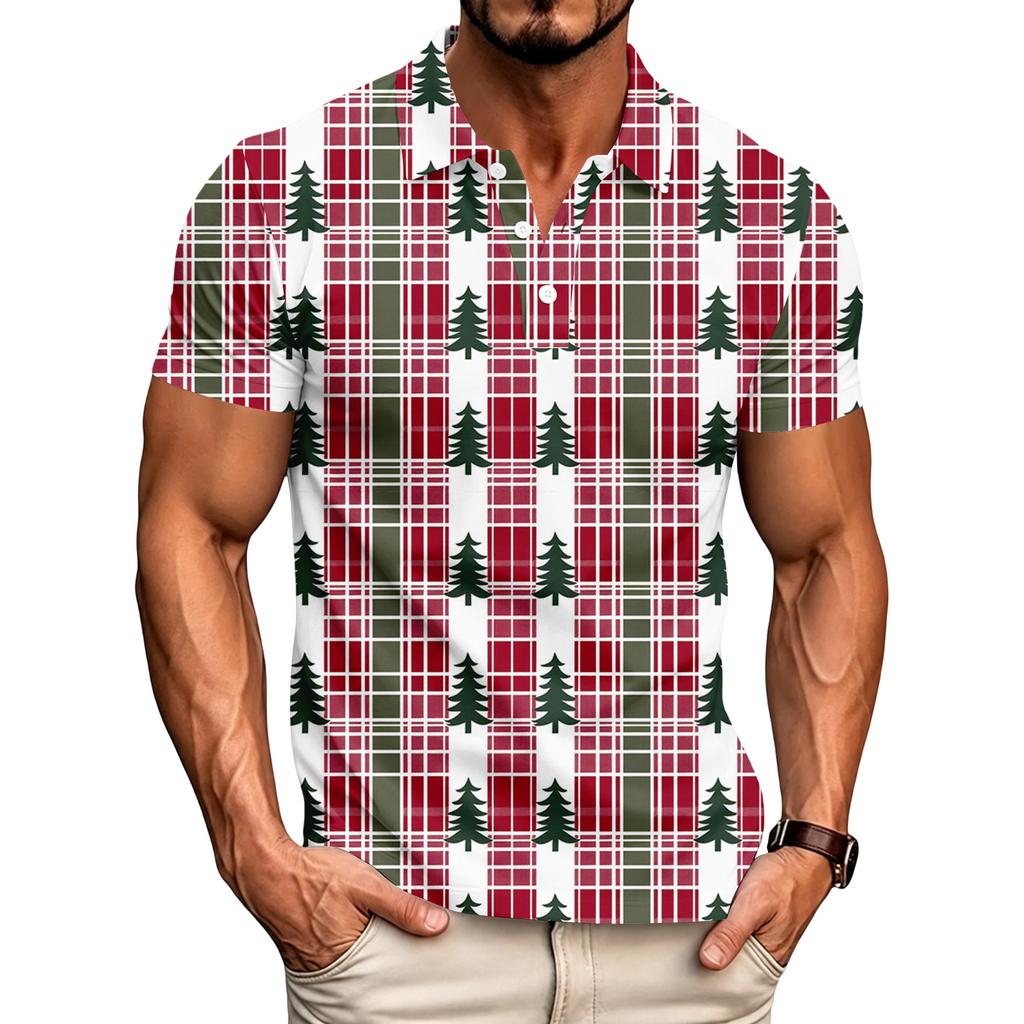 Men's Relaxed Fit Christmas Print Short Sleeve T-Shirt for Casual Holiday Wear