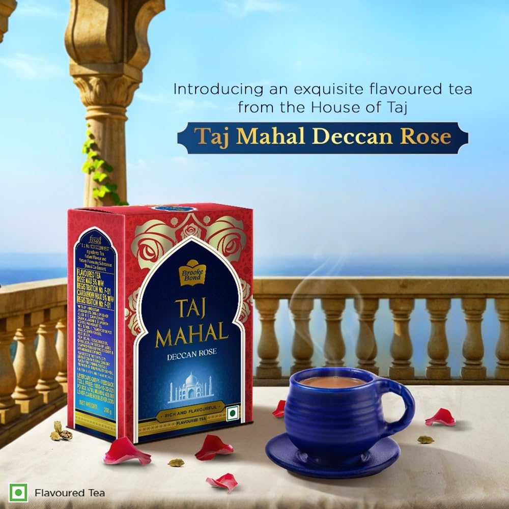 Taj Mahal Deccan Rose Tea 500 G Pack Premium Flavoured Rose And Cardamom Chai Blend For Rich Aroma And Luxurious Taste
