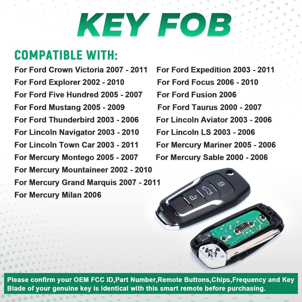 Beefunny Replacement Upgraded Flip Remote Car Key Fob 315MHz 4D63 Chip for Ford Lincoln Mercury FCC ID CWTWB1U345 CWTWB1U331 CWTWB1U322 GQ43VT11T