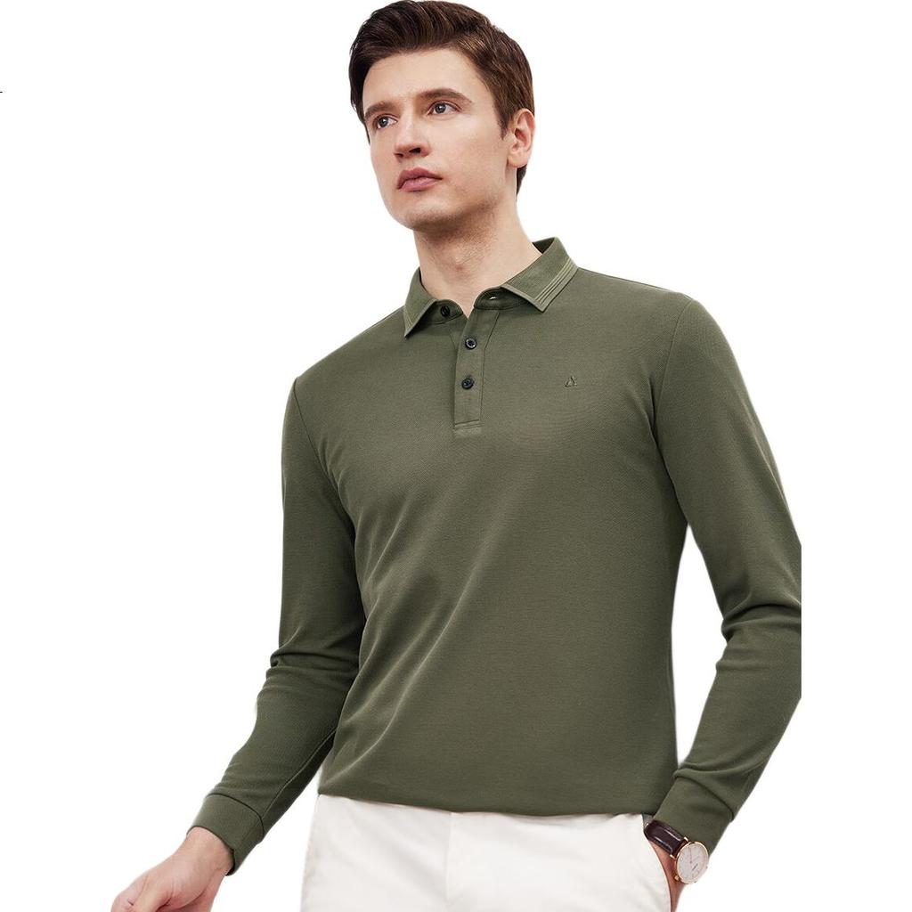 FIRS [Containing Mulberry Silk] Lapel Long-Sleeve T-Shirt for Men, Spring And Autumn 2026 New Style Dad Polo, Commuter Business Cadre