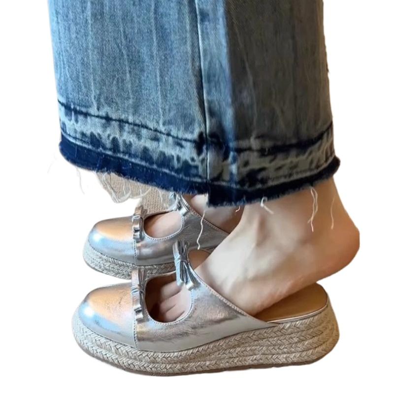 Fashion Ladies Shoes 2025 Fashion Closed Toe Women's Slippers New Outdoor Casual Butterfly-knot Best Seller Comfortable Wedge Slippers