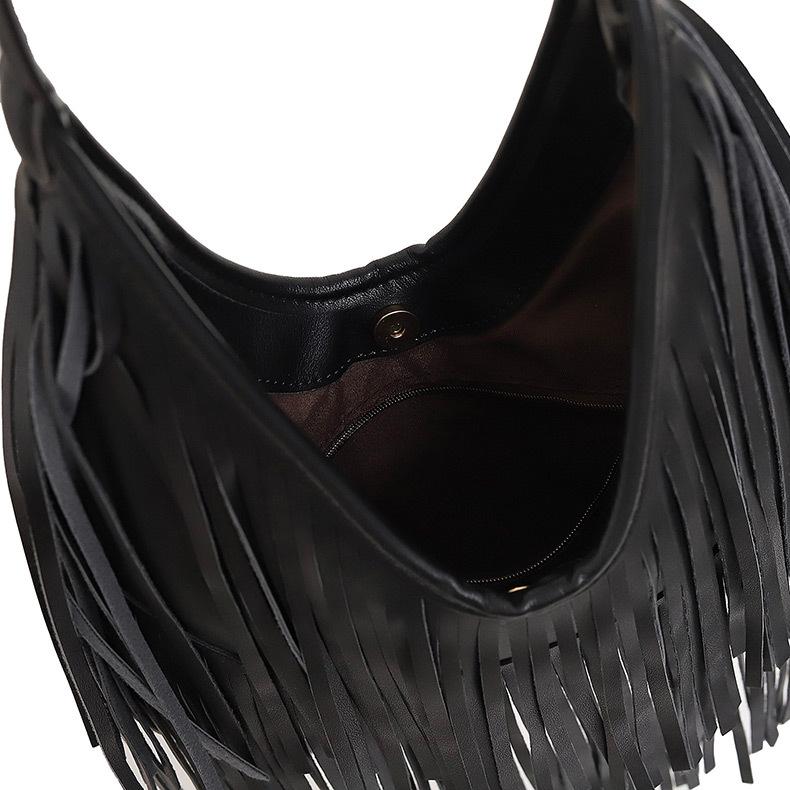 Lange Quasten Damenhandtasche Mode Umhängetaschen für Damen Handtasche Weiches PU-Leder lässige Hobo-Tasche Achseltasche Damen Tote