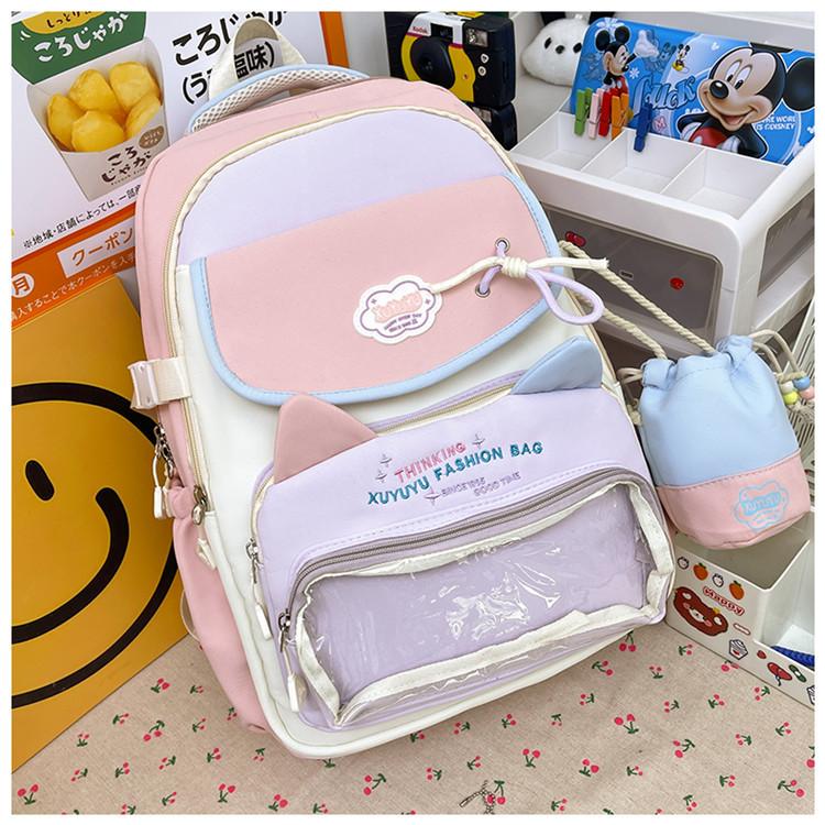 School bag dopamine large capacity multi-compartment book bag with pain layer going out for travel lazy wind versatile waterproof backpack