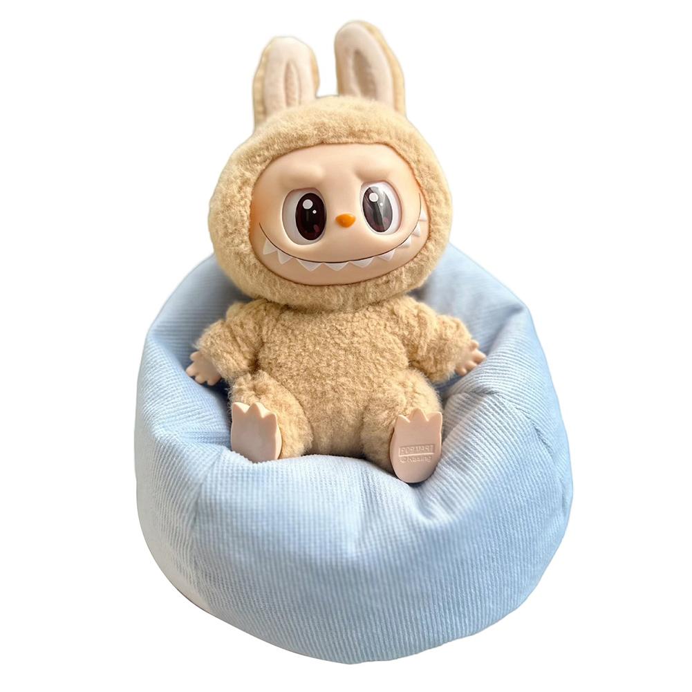 

Для миниатюрного дивана Лабубу с подушкой Мебель Мини-диван-кровать с подушкой Миниатюрное украшение Диван для куклы Украшение кукольной комнаты небесно-голубой