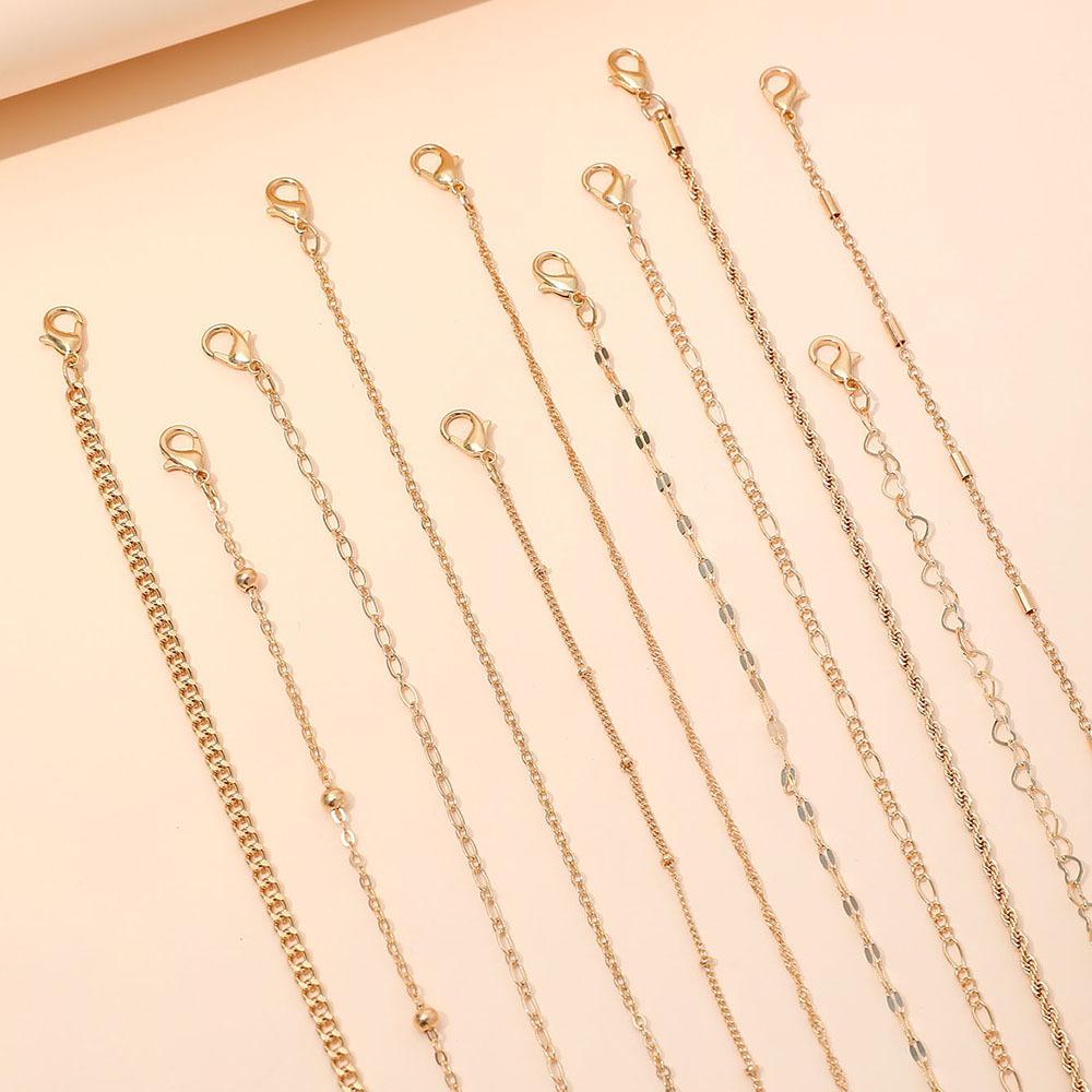11Pcs Boho Twist Chain Bracelet Set For Women Punk Gold Silver Color Adjustable Cuban Link Bracelet Fashion Party Jewelry Gift