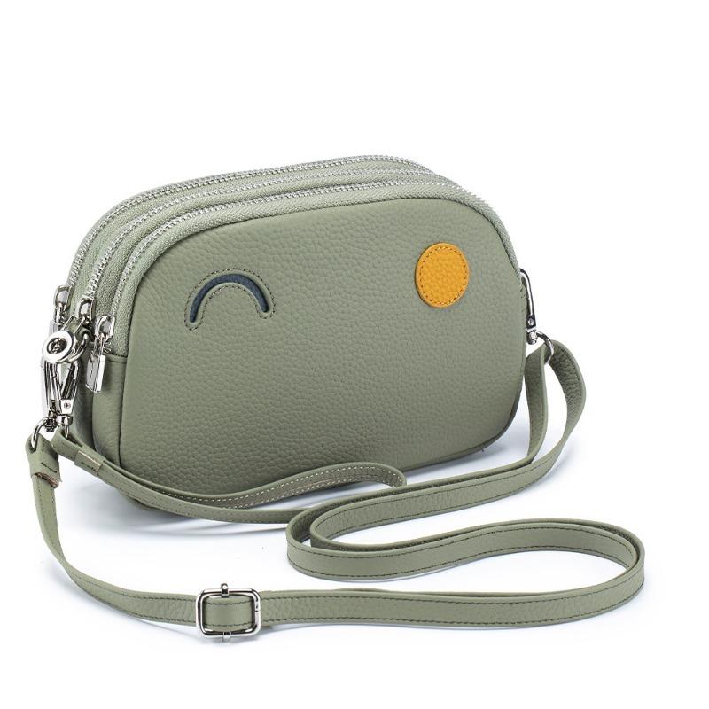 

Сумка-клатч из натуральной кожи с тремя молниями, симпатичная сумка через плечо на одно плечо, простая женская сумка премиум-класса, сумка для мобильного телефона большой емкости зелёный