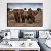 Die afrikanische Grasland-Landschaft, Poster und Drucke, Wandkunst, Leinwand, Malerei, Wanddekoration, Bilder der Familie der Elefanten