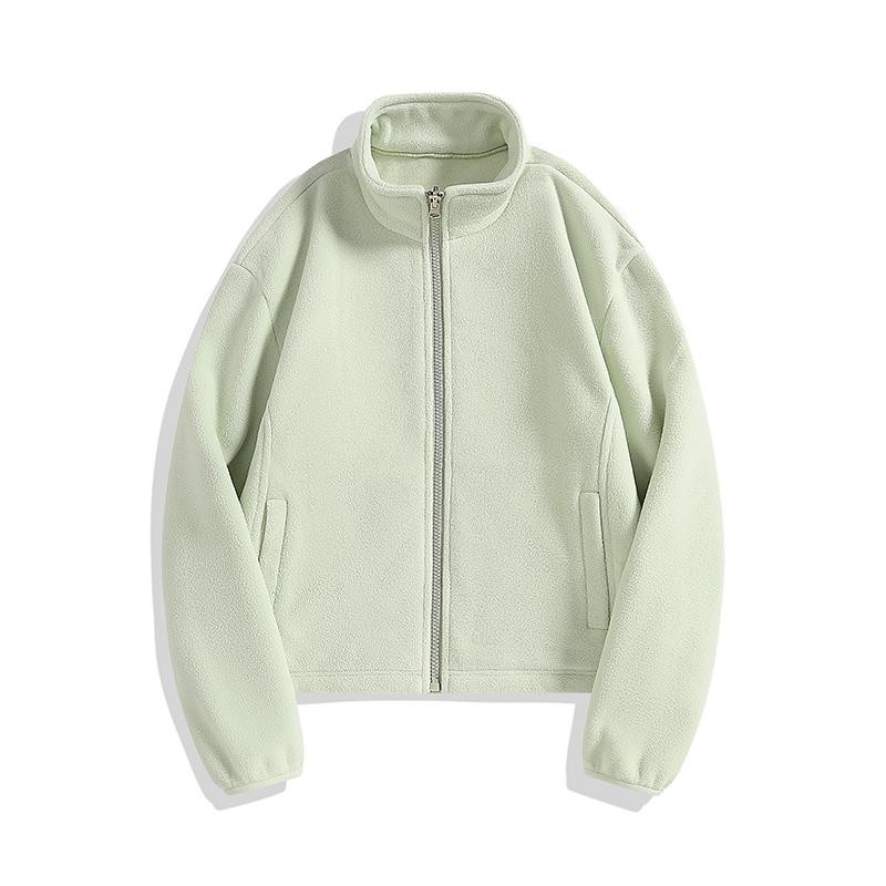 Women's Short Fleece Jacket for Autumn and Winter Outdoor Sports with Thick Fleece, Double-sided Fleece Cardigan Top