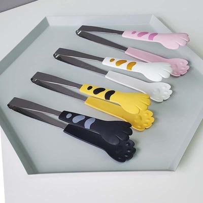 Cat Paw Shape Food Tongs Cute Cartoon Meal Tongs Stainless Steel Barbecue Tongs