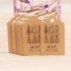 100 Pcs/Set Kraft Paper Gift Tags Merry Xmas Hanging Label Cute Print White Tags