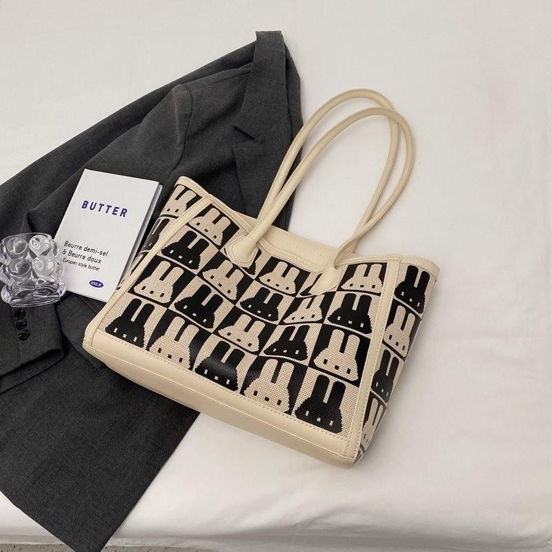 Модная большая сумка-тоут для женщин Стильная многофункциональная холщовая сумка через плечо OffWhite