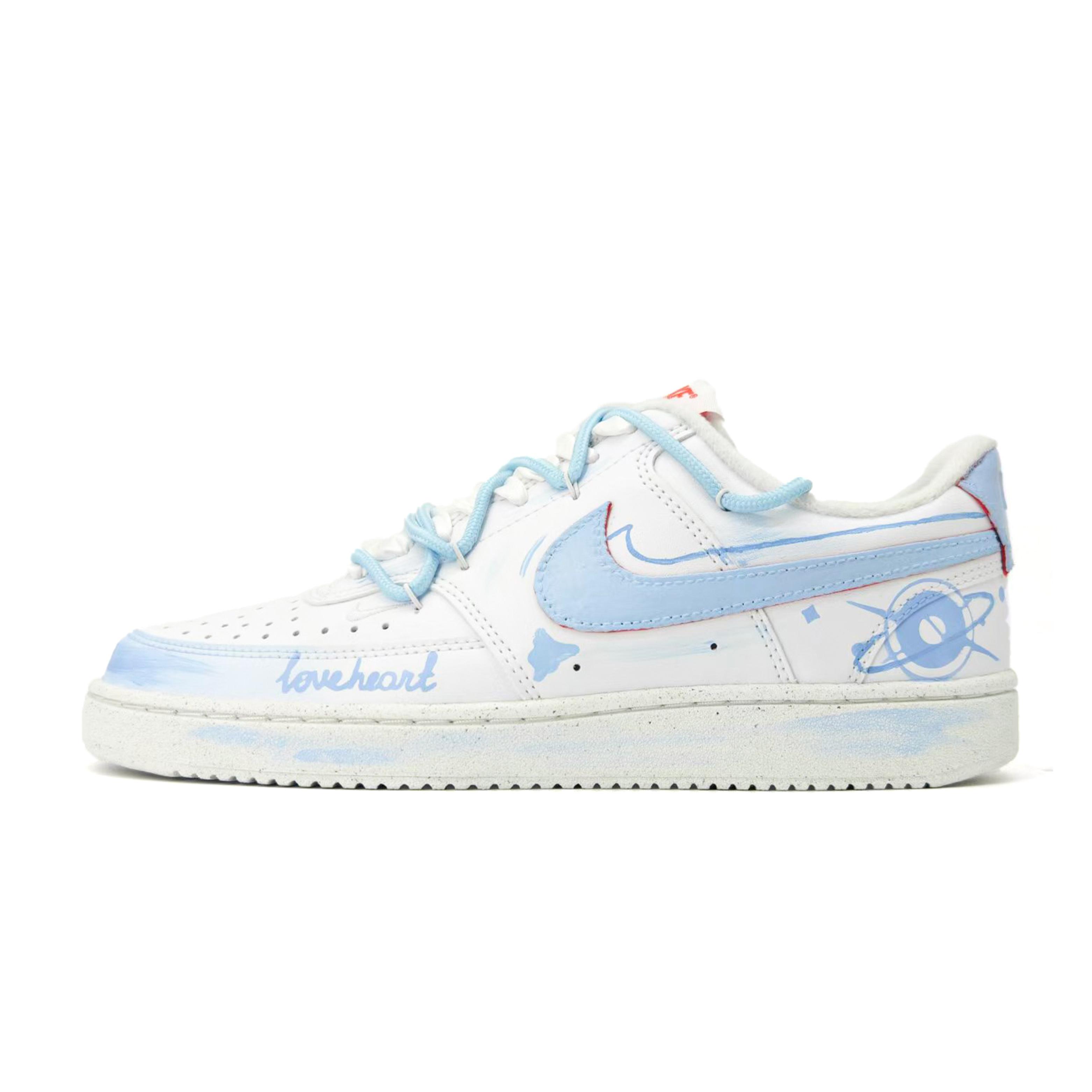 

Nike Court Vision LO NN One Heart Manufacturing, Light Blue Galaxy Abrasion Resistant Height Increasing Low top HV5246-100(Team16-) 35.5