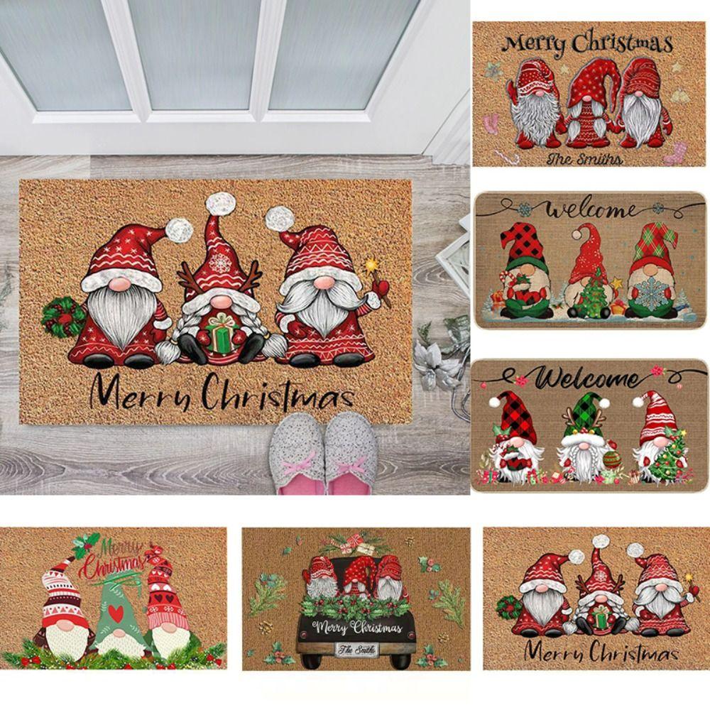 Christmas Gnome Entrance Doormat Cartoon Dwarf Welcome Mat Entrance Carpet  Indoor Outdoor
