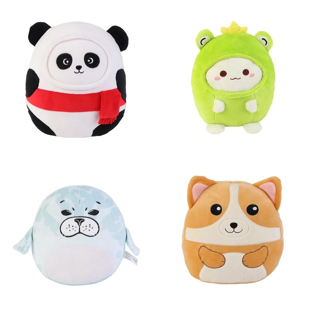 Entzückende Corgi Panda Robbe Frosch Plüschpuppe Verwandlungs-Katze und gepanzertes Dinosaurier-Design