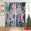 Set Of 2 Cute Cartoon Santa Claus Snowman Snowflake Printed Curtains Bedroom Dining Room Christmas Party Decoration Curtain For Master Made Polyester