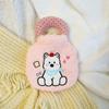 Plush Cartoon Hand Warmers Dog Embroidery Hot Water Bag Portable Water-filling Bottle  Female
