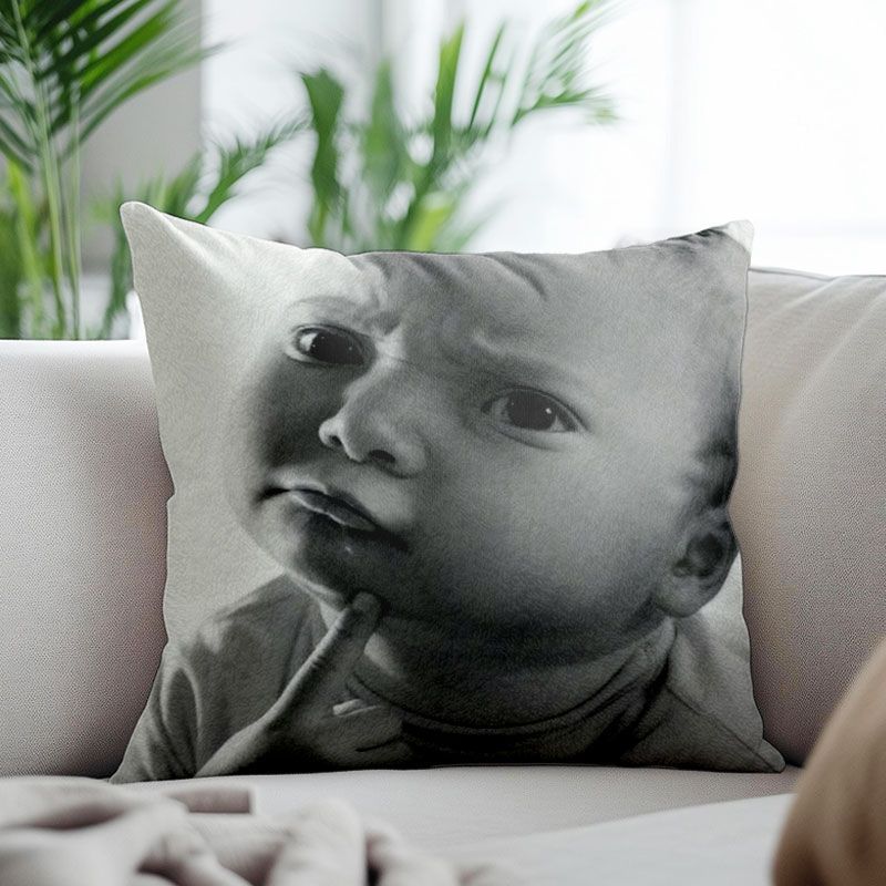 Drooling Baby Emoji Pillow Cover, Abstract Funny Style, Sofa Cushion Cover