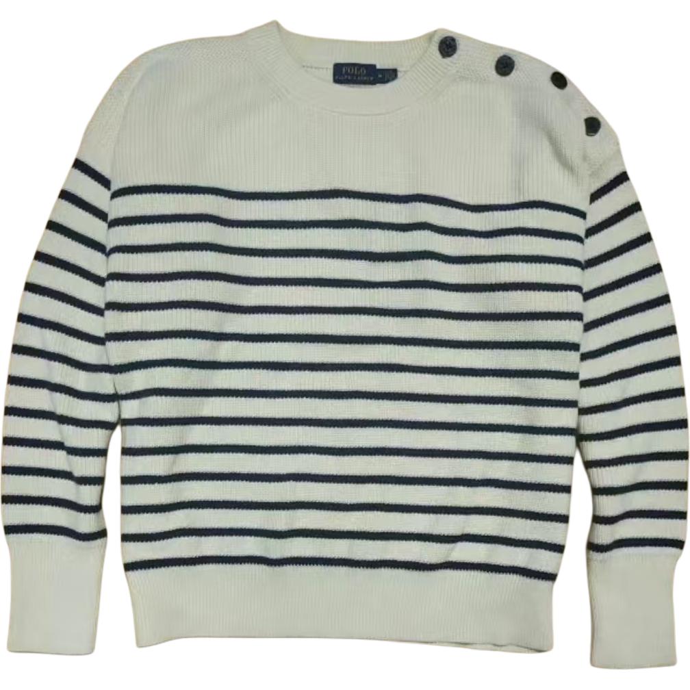 

Polo Ralph Lauren Striped Cotton Crew Neck Long Sleeve Knit Sweater Women sweater 211762030-001 XL