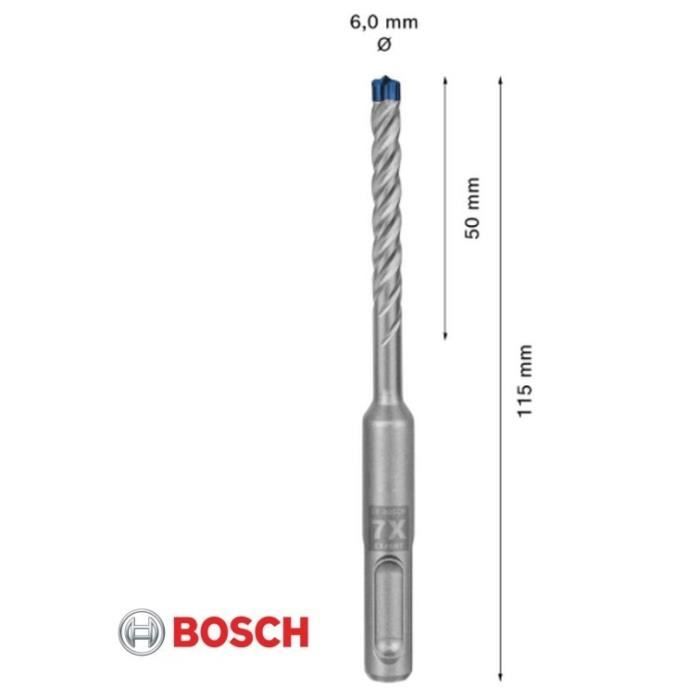 Forets béton pour perforateur SDS-Plus 7X EXPERT 6X50X115 mm - BOSCH - Durabilité supérieure