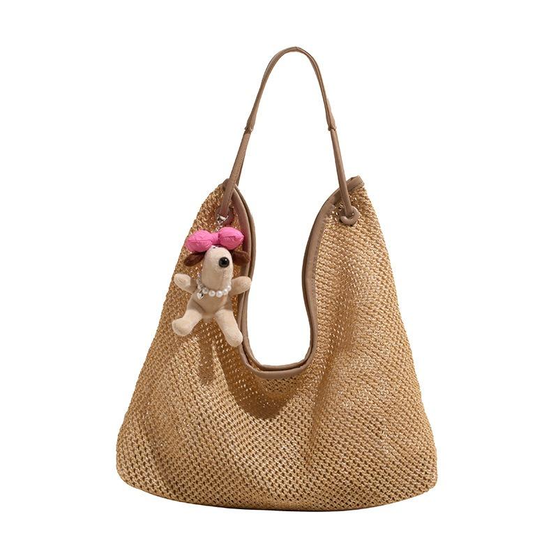 Seaside vacation bag women's new woven tote bag large capacity casual versatile shoulder armpit bag