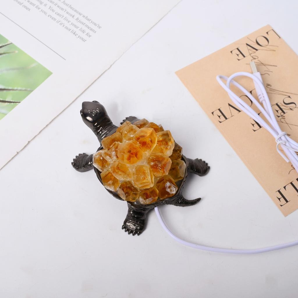 Versatile Natural Crystal Turtle Night Light USB-Powered Aromatherapy Atmosphere Lamp Home Bedroom Decoration Unique Gift Idea