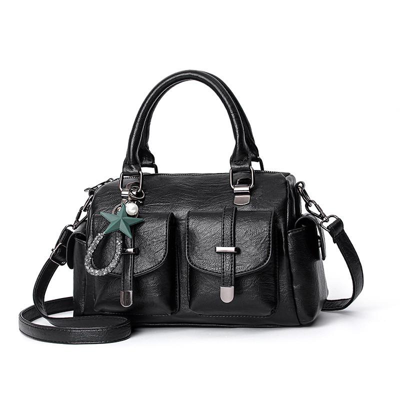 Trendy Bucket Style Shoulder Bag For Women Spacious Casual Pu Handbag With Chains