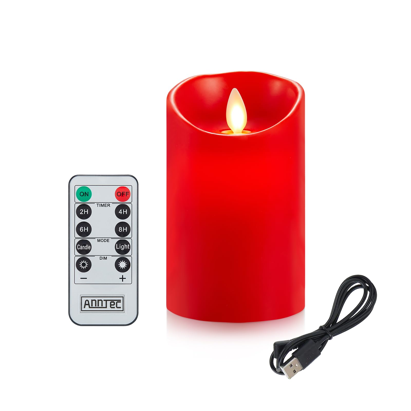 

AnnTec LED Candle Light Warm light that flickers like a real No Energy Dedicated remote control Brightness LED LED Red x Height [USB Rechargeable] білий