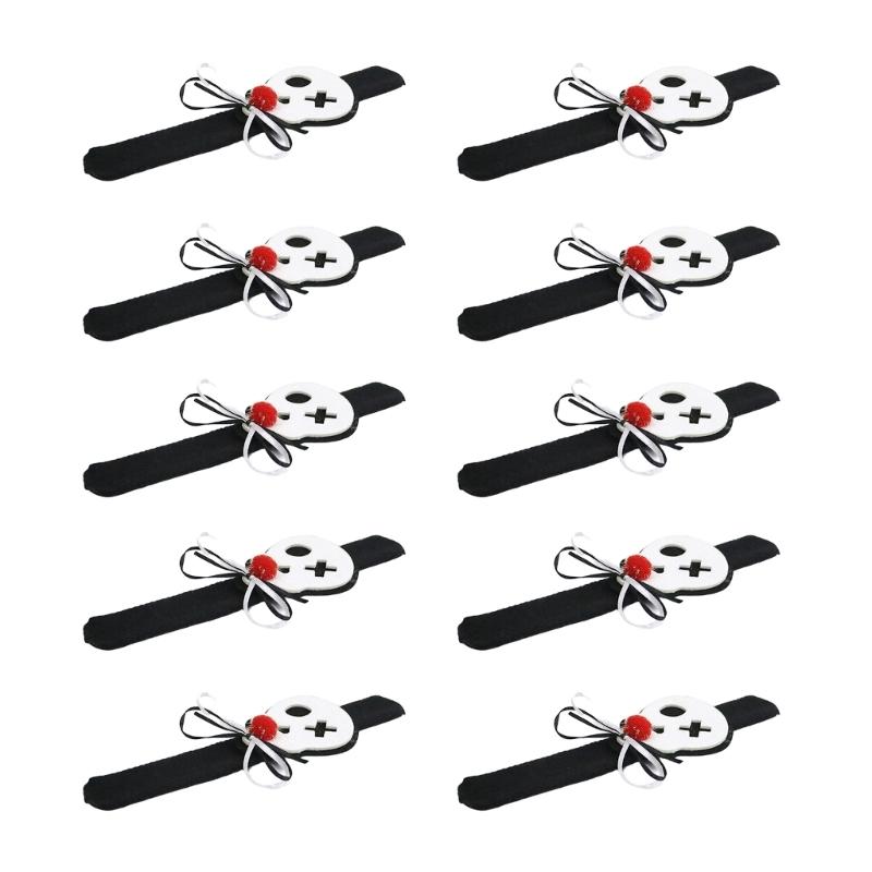 Holiday Wrist Accessories Set of 10 Slap Bracelets for Group Guests, Seasonal Wristbands for Class Parties and Family Plans