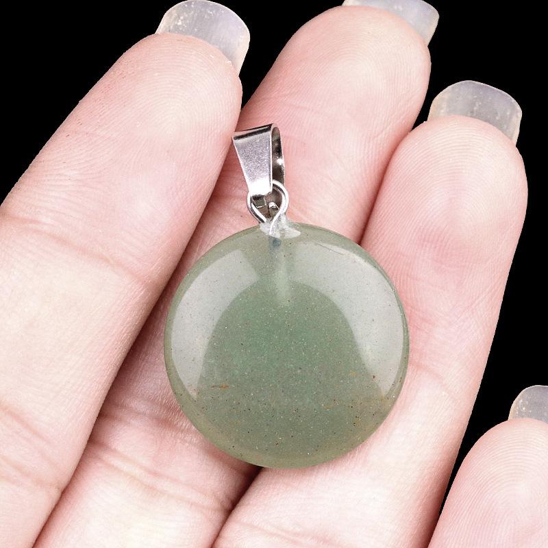 1pc 20mmNatural Stone Mixed Color Flat Round Shape Fine Ladies High Quality Pendant for Jewelry Making DIY Necklace Accessories